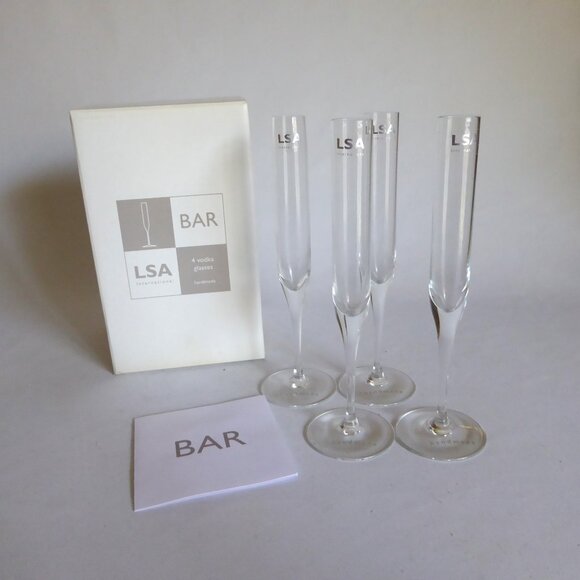 VINTAGE BAR LSA POLAND VODKA FLUTE 25ml HANDMADE GLASS SET (NEW IN BOX) - Picture 1 of 11